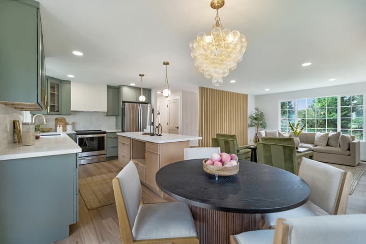 Kitchen island with pendant lighting