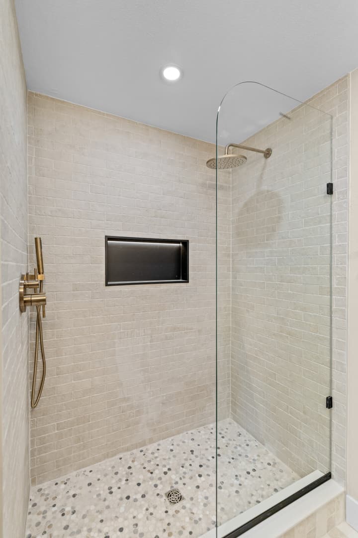 Tiled walk-in shower