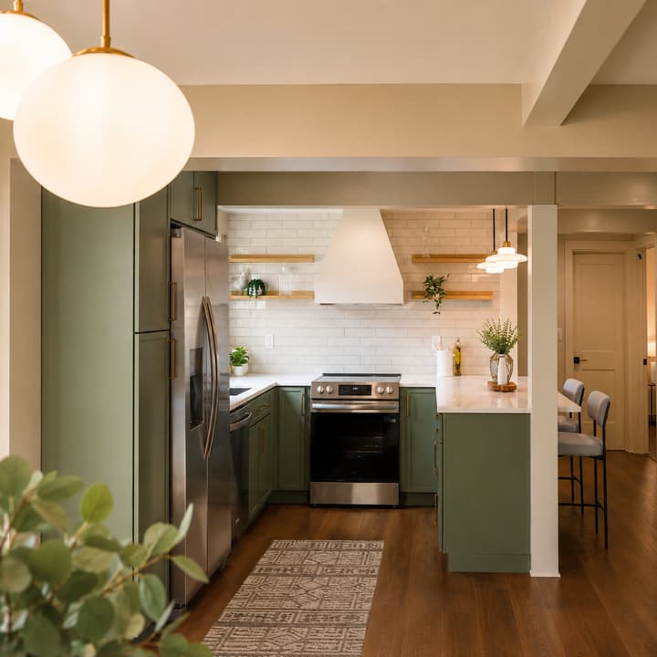 Open living and kitchen