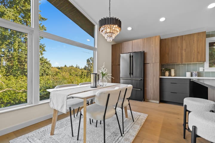 Dining area with floor-to-ceiling windows